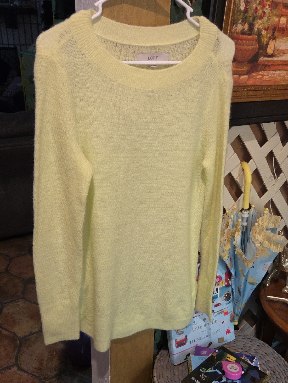 LOFT Light Yellow Crewneck Sweater